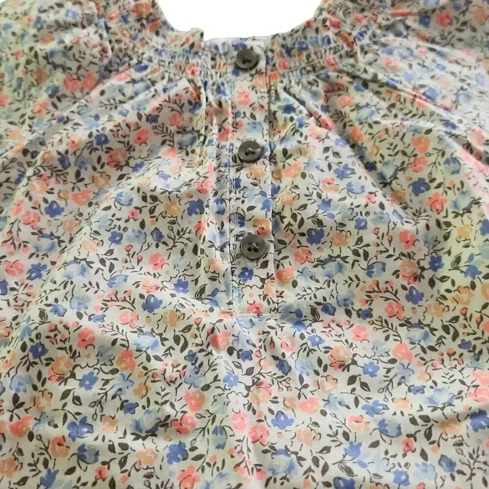 Carter's Girls Pink & Blue Floral Peasant Blouse - Size 3 Months